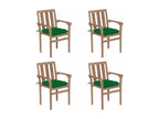 Stackable garden chairs with cushions, 4 pieces, solid teak, 19237GTWX