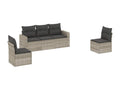 5-piece garden furniture set with light grey cushions, woven resin 56150TXTB