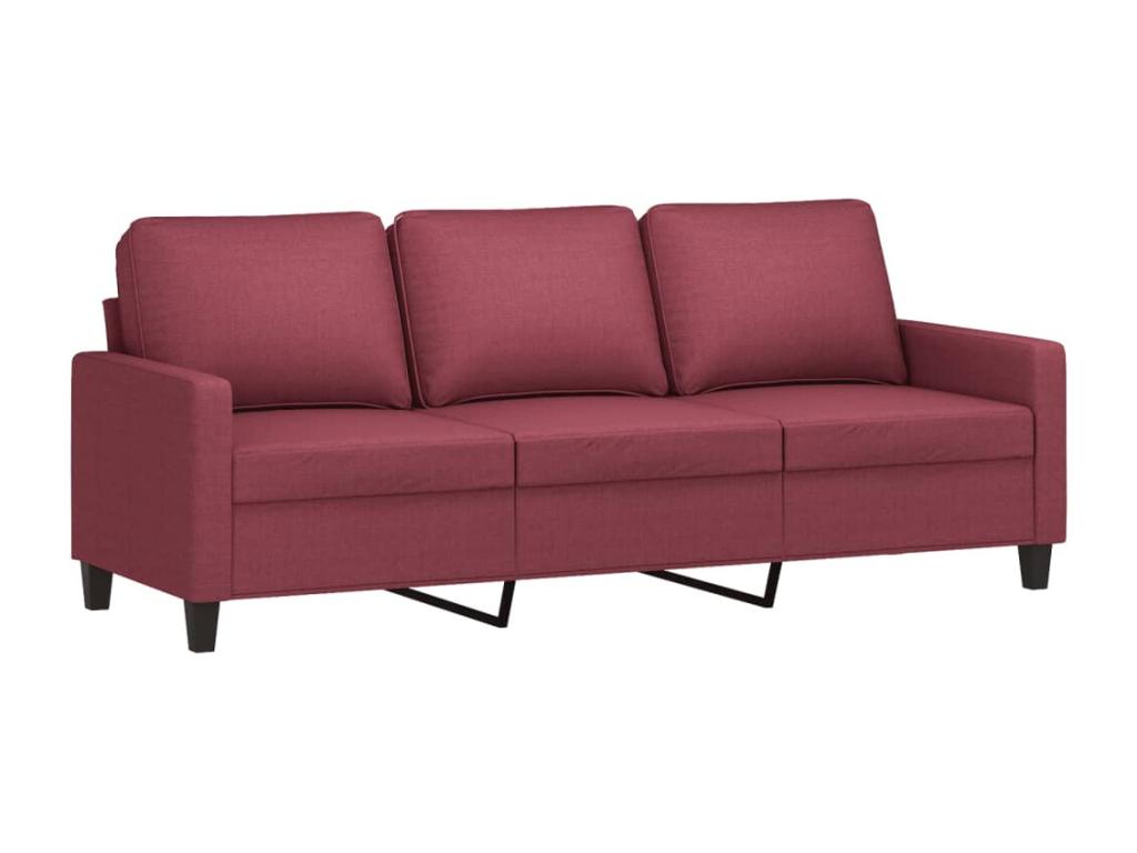 3-piece sofa set with cushions, burgundy red fabric 13095QPVX