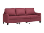 3-piece sofa set with cushions, burgundy red fabric 13095QPVX