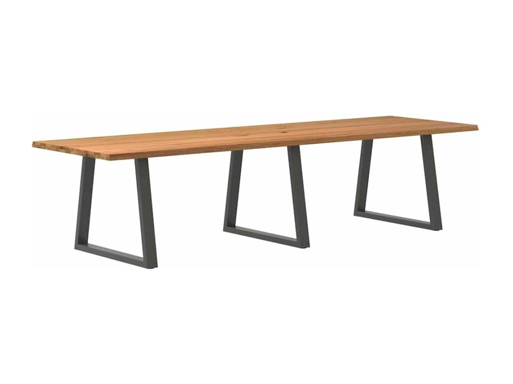 Dining table with natural edge, 320x100x74cm, solid oak wood, 74459FHNO