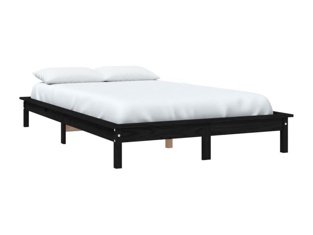 Black bed frame 120x200 cm Solid pine wood