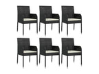 7-Piece Garden Dining Set with Cushions, Black Wicker Resin 17708SFSQ
