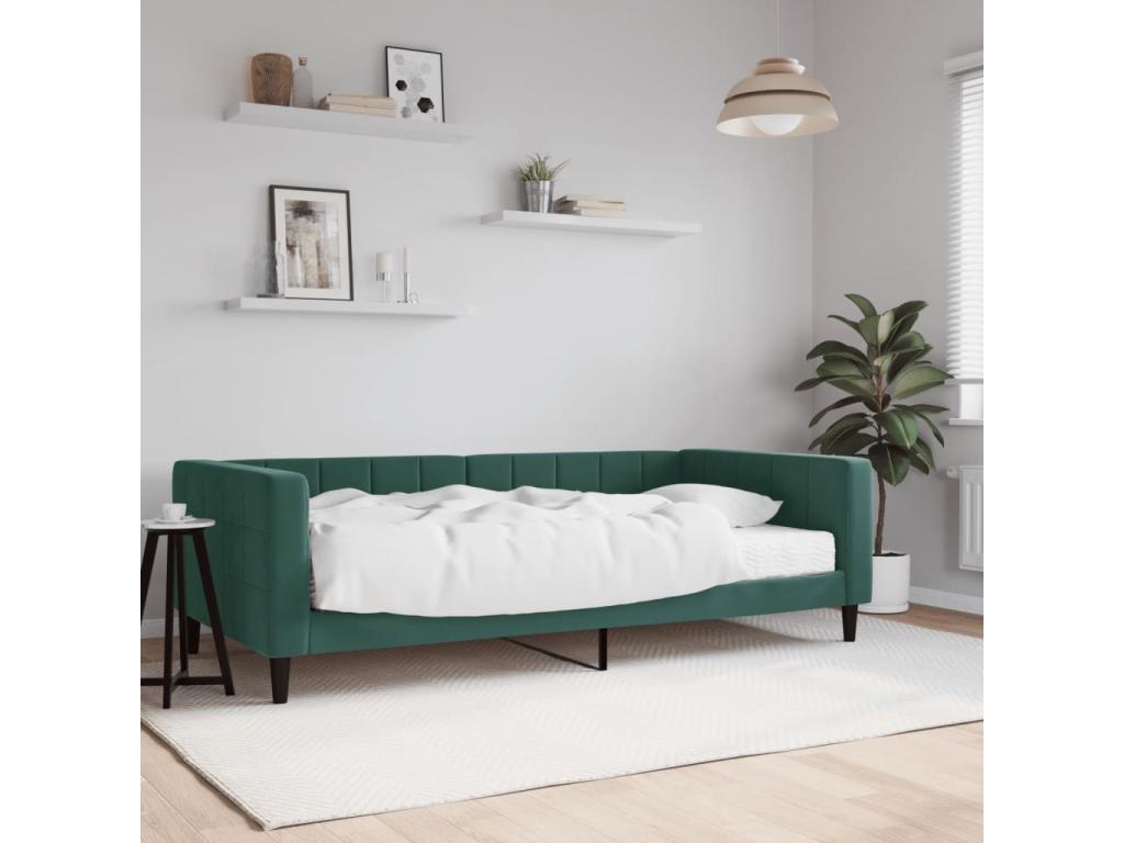 Daybed with dark green velvet mattress 100x200 cm 11934ZYVV