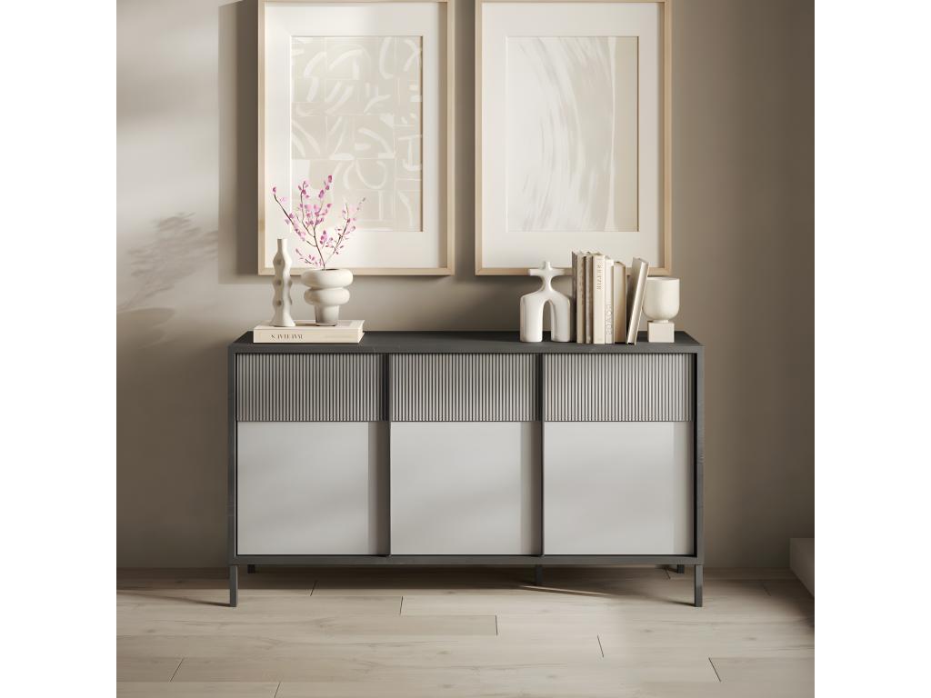 Bohometop 74004EQLI 3-Door Buffet in Lead/Slate/Clay