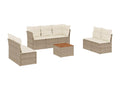 8-piece garden furniture set with cushions, beige wicker resin, 99560MLWY