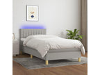 Upholstered bed base with mattress and LED light, light grey, 90x200cm, fabric, 88640BUTZ