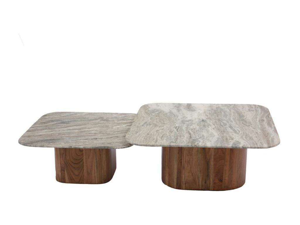 Set of 2 Bohometop marble coffee tables 69808NVMW
