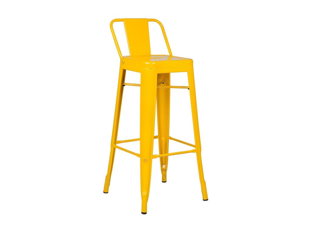 Bohometop 74cm stool with backrest in polished steel - Industrial and elegant design - Yellow 10406UKJX