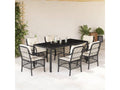7-Piece Garden Dining Set with Cushions, Black Wicker Resin 78368SJDR