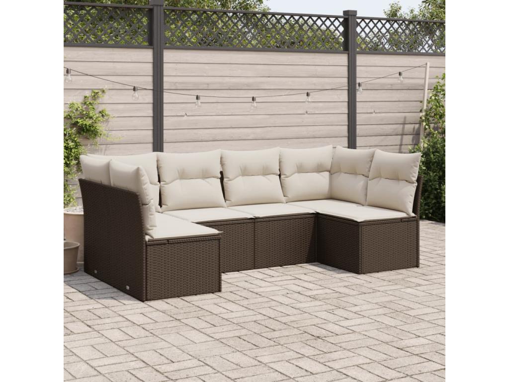 Garden furniture set with cushions, 6 pieces, brown wicker resin, 78887TZAE