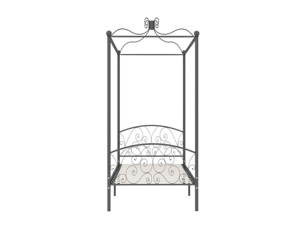 Grey Metal Canopy Bed Frame 100x200 cm 33126FIGE