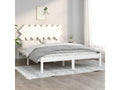 White bed frame without mattress, 150x200 cm, solid wood, 57596DKJI