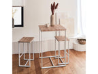 Square high table set - Bohometop - with 2 bar stools - steel and wood finish - stackable - design 46917NAOL