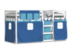 Bunk bed with blue curtains 90x200 solid pine wood 07109PQCA