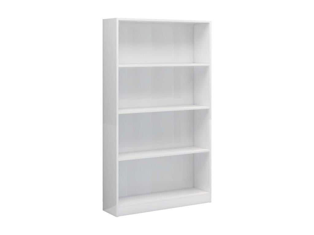 4-Tier Bookshelf, Glossy White, 80x24x142 cm, Chipboard, 29144WVNR