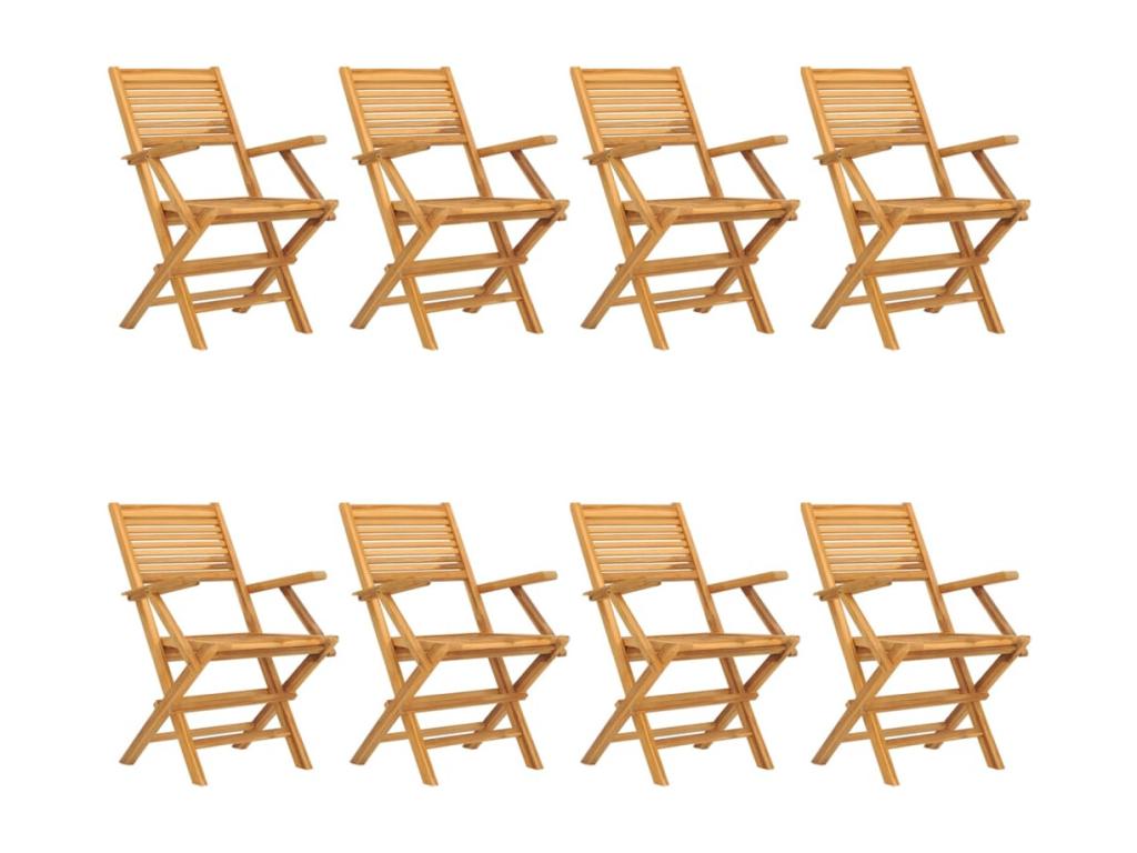 8-piece folding garden chairs, 55x62x90 cm, solid teak wood, 00738OGWX