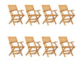 8-piece folding garden chairs, 55x62x90 cm, solid teak wood, 00738OGWX