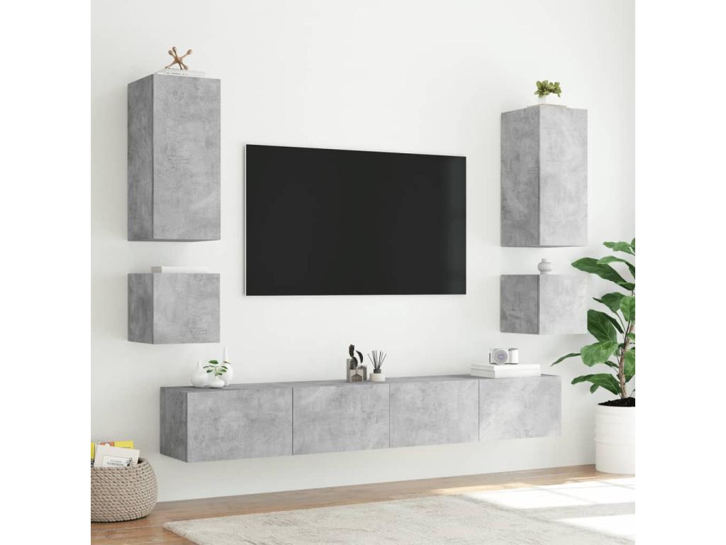 Bohometop 2-piece wall-mounted TV unit and LED light, concrete grey, 40.5x35x40 cm, 32115NSSK