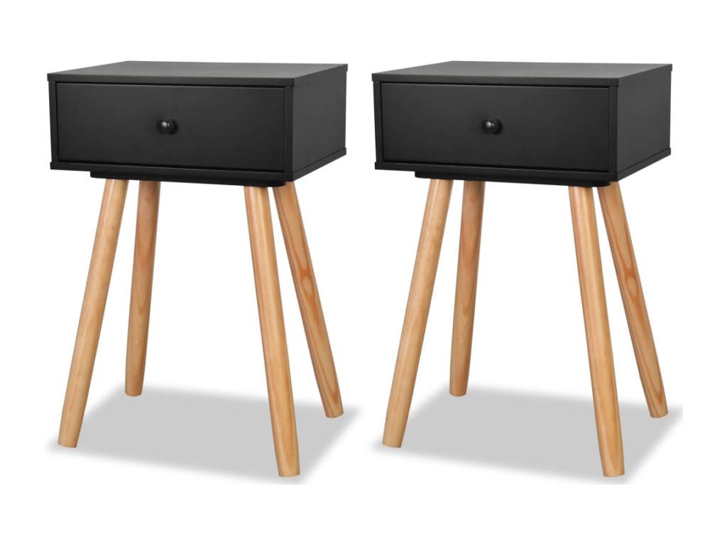 Set of 2 black wood-effect tables, 40x30x61 cm, 1402025, 93638HNBP