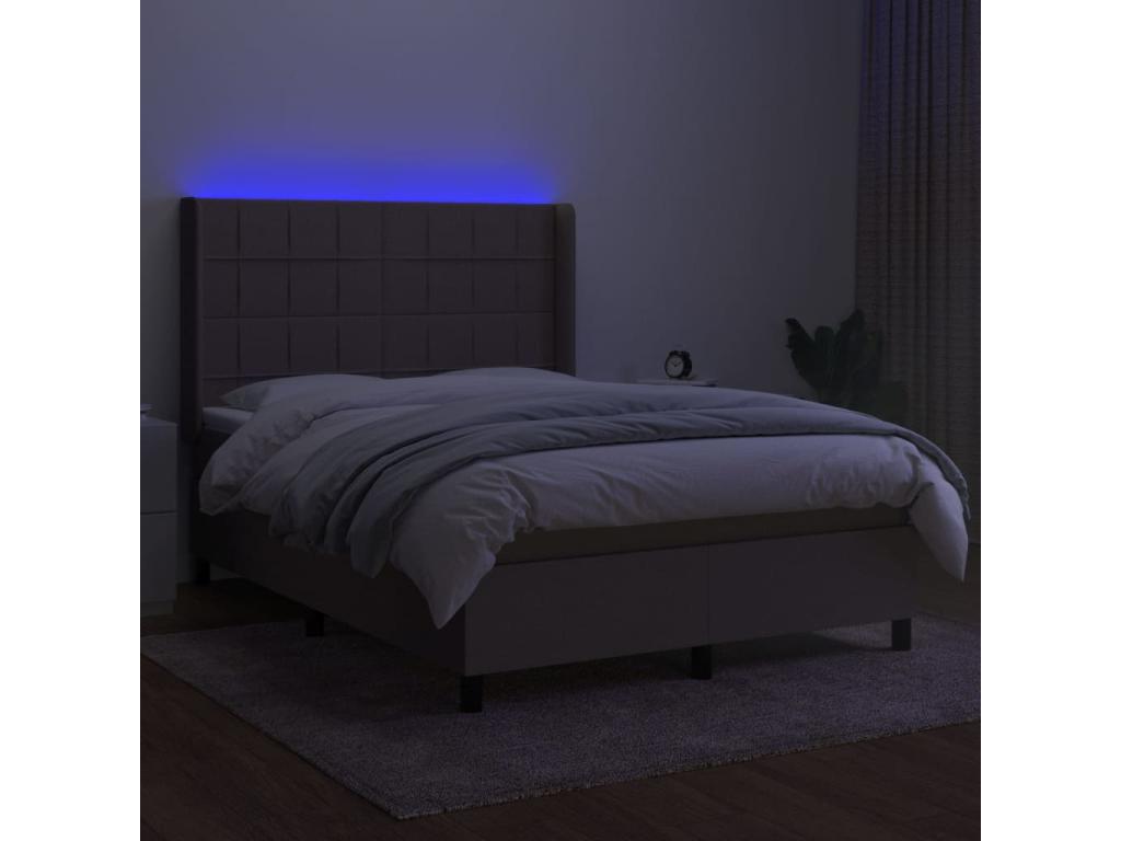 Homelumiere bed base with mattress and LED lighting, 140x200 cm, fabric