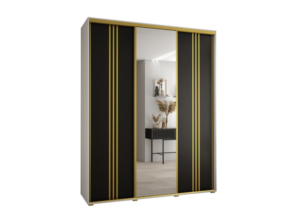 Bohometop 7 Sliding Door Wardrobe 235.2/190/60 3 Doors White/Black/Gold 28799UAEW