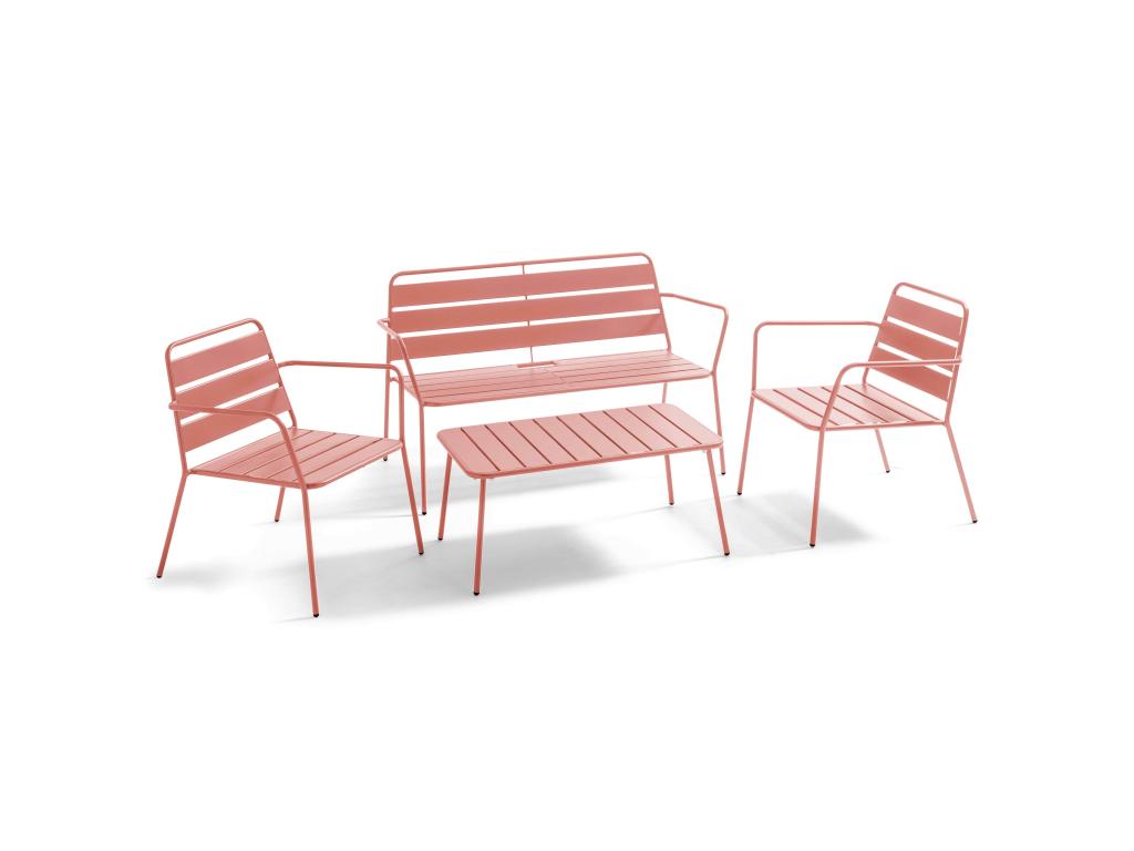 Garden coffee table, steel and clay finish, 90x50 cm - Bohometop 99227VBUR