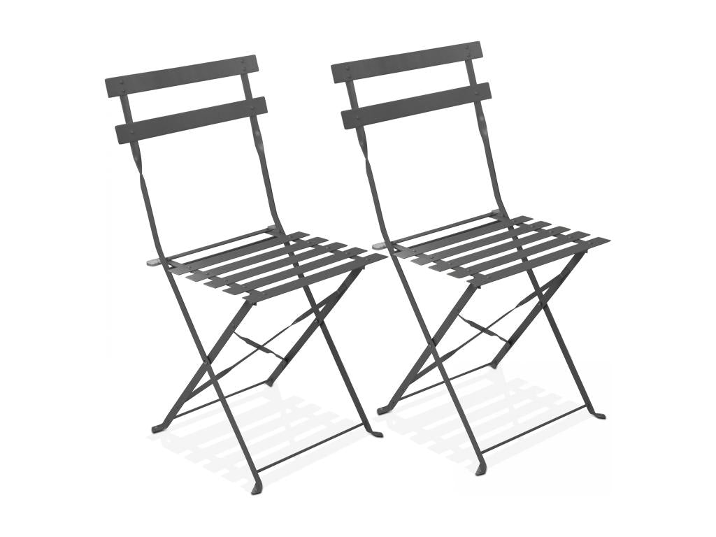 Set of 2 grey steel folding chairs 11407OCQY