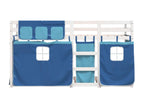 Bunk bed with blue curtains 90x200 solid pine wood 07109PQCA