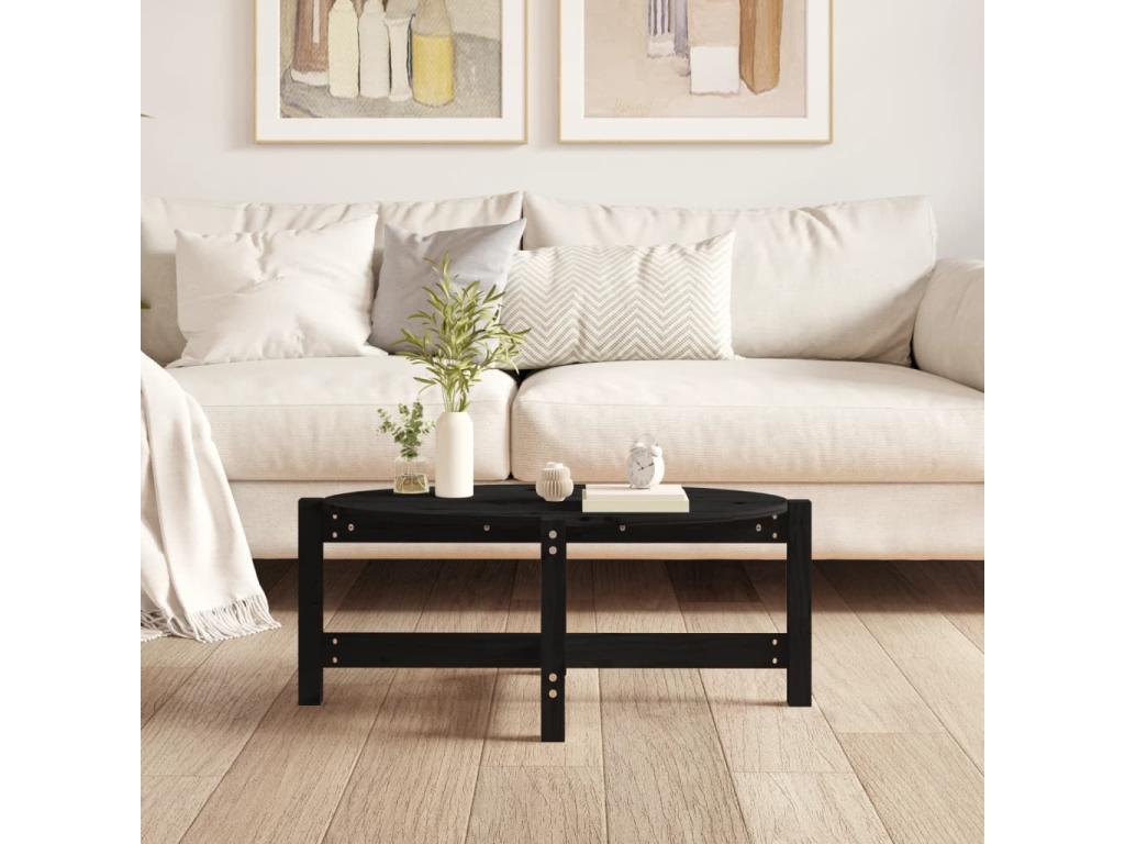 Coffee table, black, 87x48x35 cm, solid pine wood, 46376WVNF