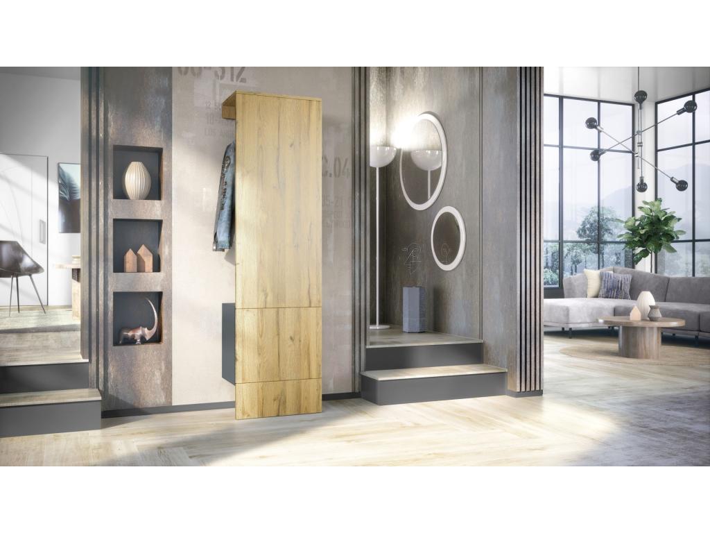 Grey and Natural Oak Effect Locker (WxHxD) 52x193x35 cm 00229OITX