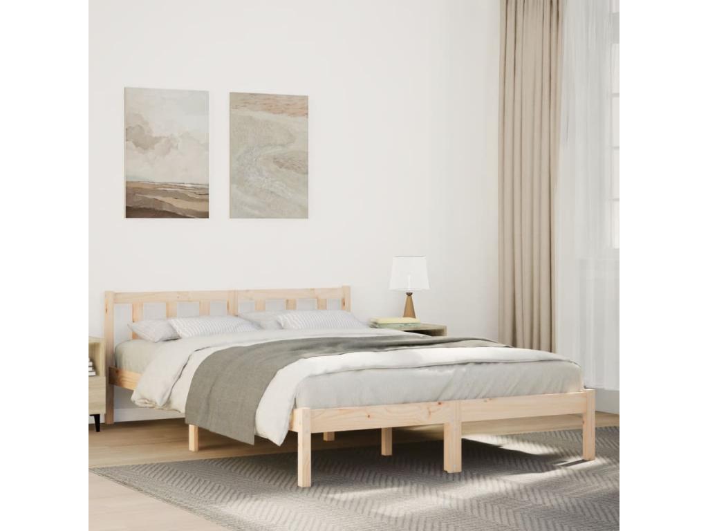 Extra long bed frame without mattress 160x220 cm solid pine wood 70224HCES