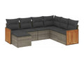 Garden furniture set with cushions, 7 pieces, grey woven resin, 50212LEGX