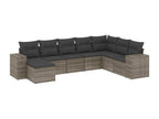 8-piece garden furniture set with grey resin wicker cushions 67795LJBT