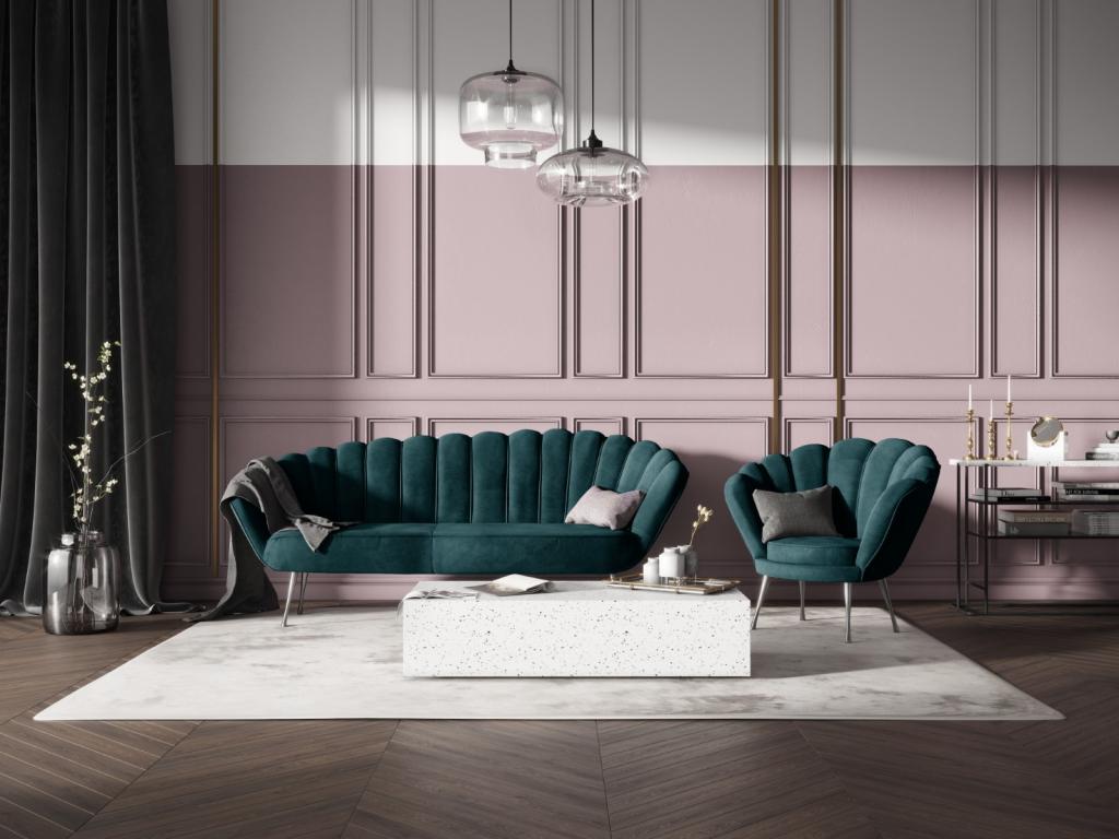 Bohometop - Bohometop armchair in petrol blue velvet - 98x78x76cm 30967OQNY