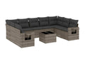 Garden furniture set with cushions, 10 pieces, grey woven resin, 37905XKOV