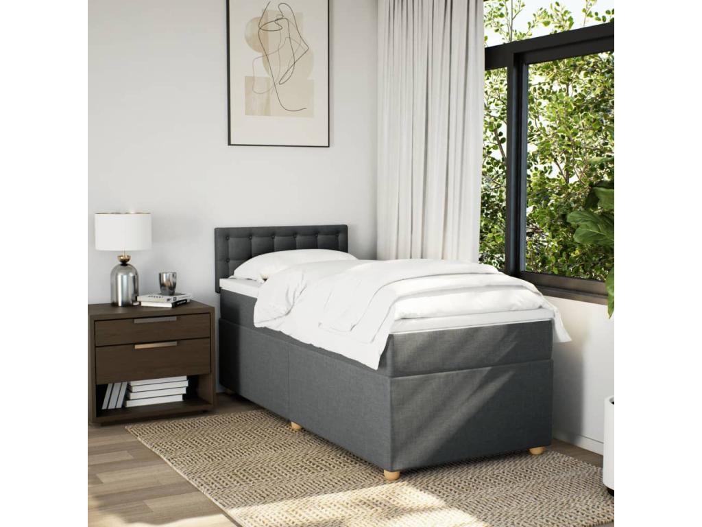 Bohometop bed base with mattress, dark grey, 80x200 cm, fabric, 92760XQOT
