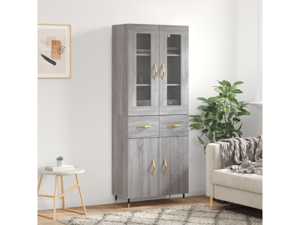 Bohometop tall sideboard, grey, 69.5x34x180 cm, engineered wood, 30427MERN