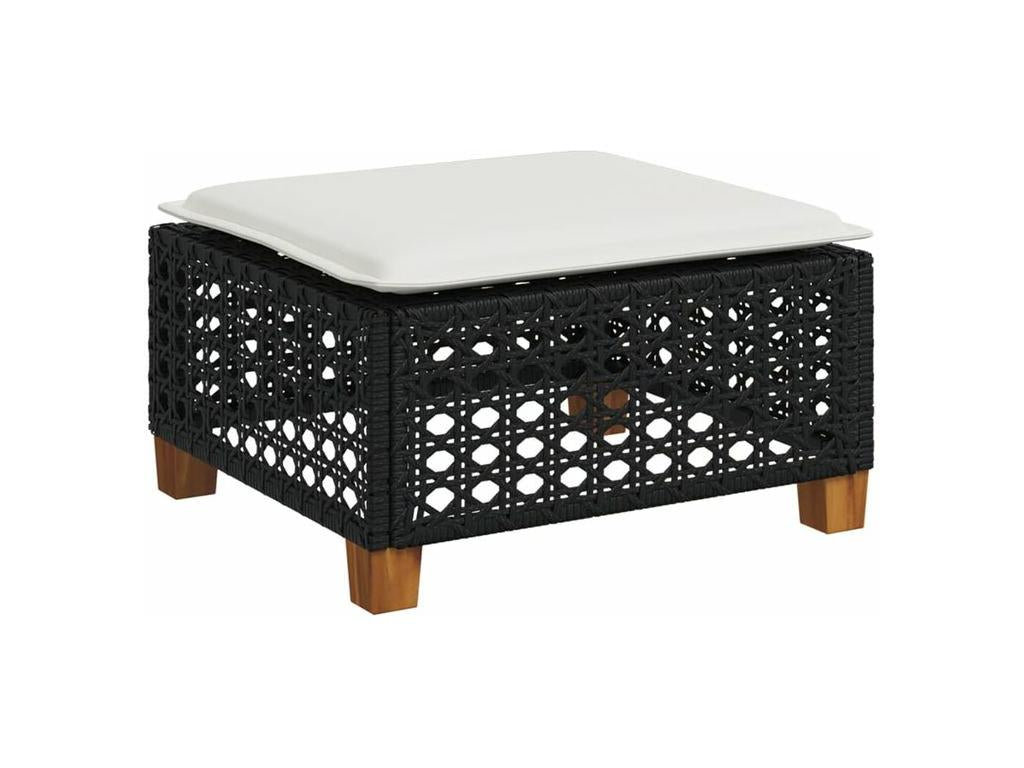 8-piece garden furniture set with cushions, black resin wicker, 63098YCZX