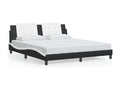 Black and white bed frame without mattress, 180x200 cm, faux leather, 57417TQXY