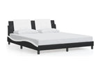 Black and white bed frame without mattress, 180x200 cm, faux leather, 57417TQXY