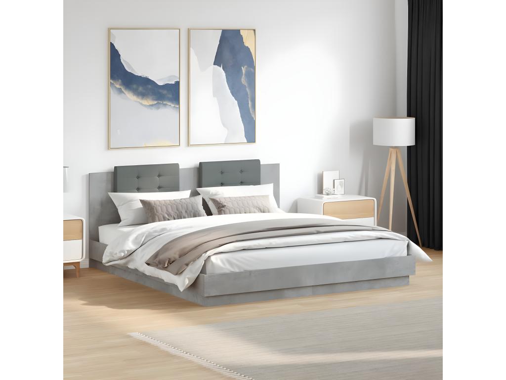 Bed frame without mattress, concrete grey, 160x200 cm, 54753FQGE