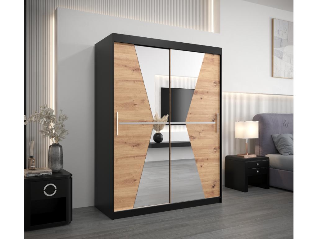 Bohometop Sliding Door Wardrobe 200/150/62 2 Doors Black/Bohometop 47258TILN