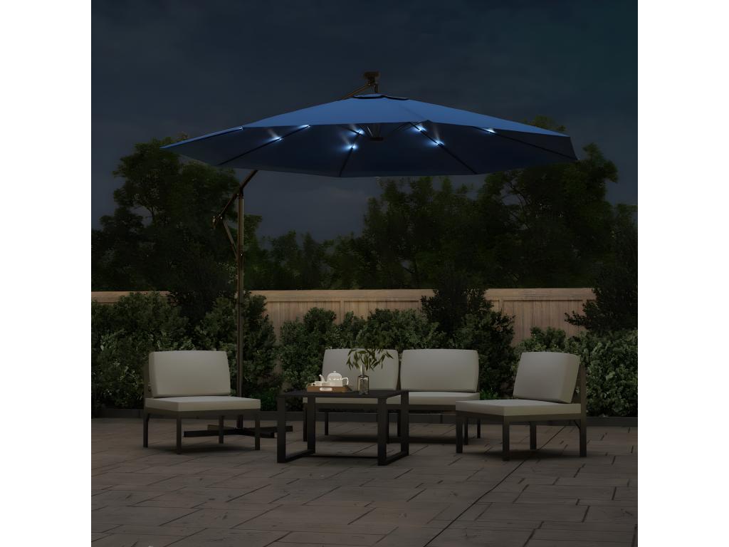 Bohometop 60538PVCE 300cm LED Cantilever Parasol with Steel Pole