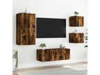TV wall units with LED, 5 pcs, smoked oak engineered wood, 42349KPYB