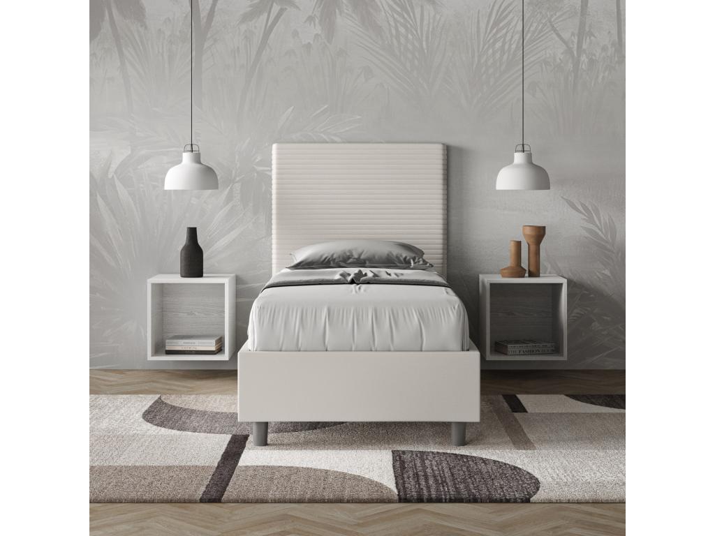 Bohometop 80x200cm Upholstered Bed in White Faux Leather (Slatted Base Not Included) 27363NYGS