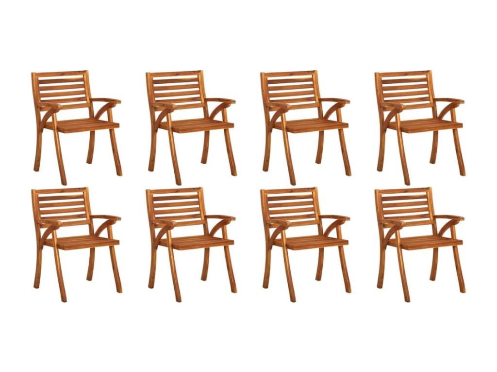 Garden chairs with cushions, set of 8, solid wood, by Bohometop, 67894QKSV