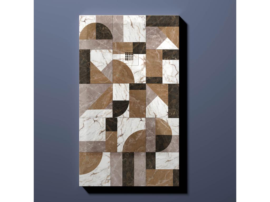 Shower tray 01 Mosaic color, smooth finish, Bohometop 3D color grid - 200x90 cm 80451PQLE