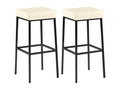 Set of 2 Bar Stools - Faux Leather / Black - Cream - Homelumiere 85