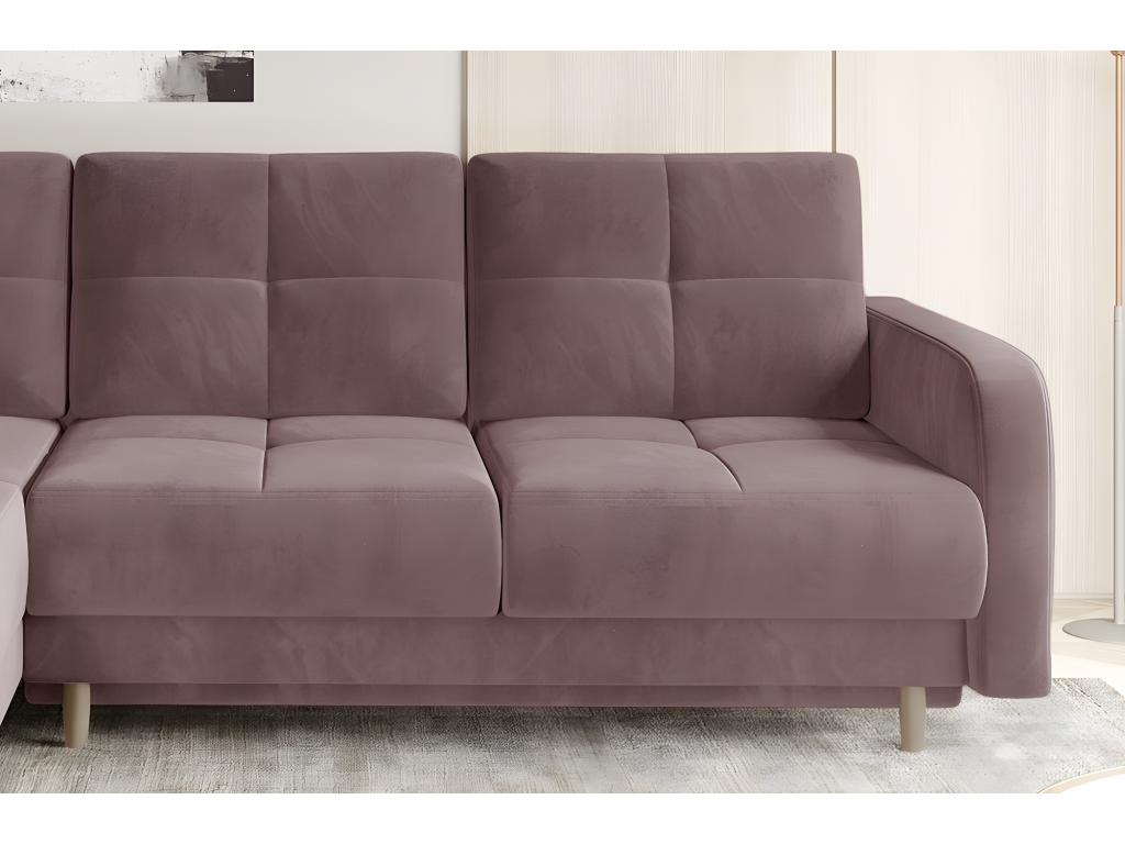 Luxury velvet convertible corner sofa with storage - pale pink, left-hand corner, front view Bohometop 63255JLAH